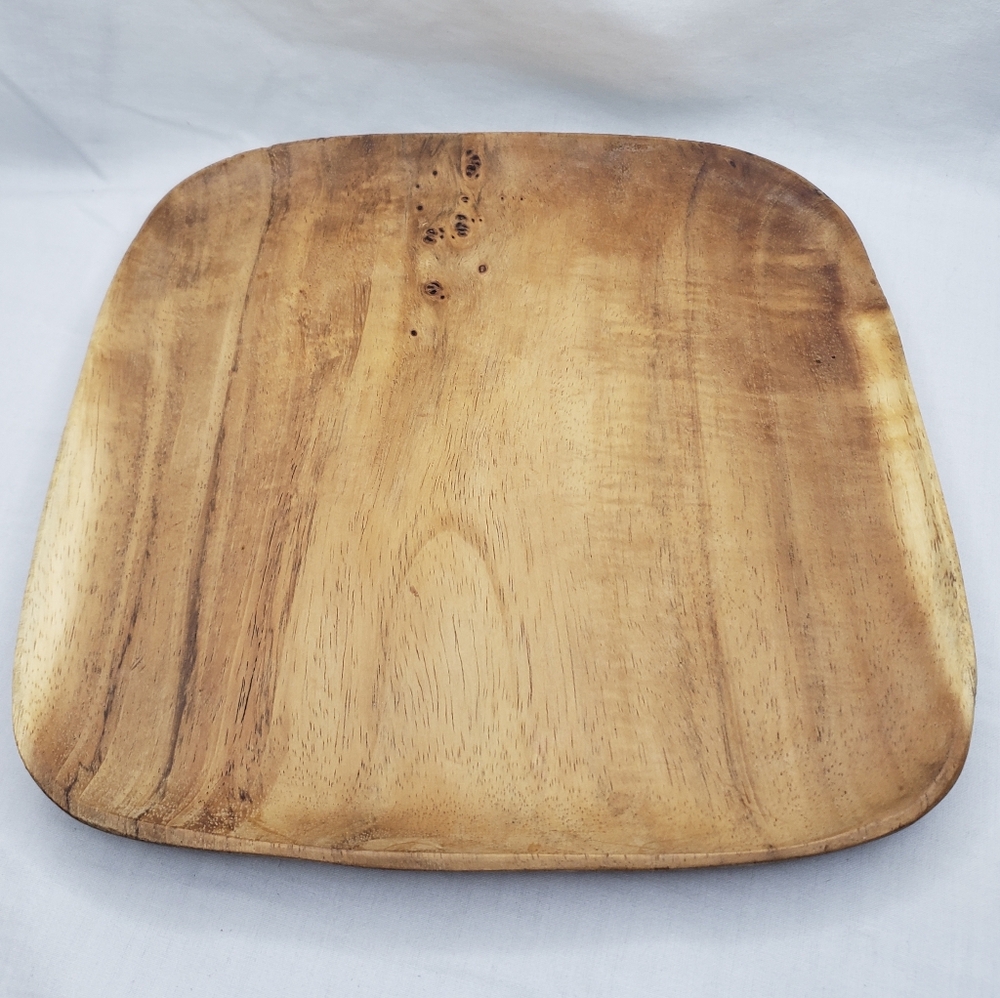 Square Rustic Wood Plate 10 X 10 Inches